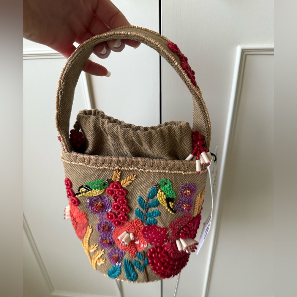 NWT ZARA BEADED BASKET BAG - Picture 11 of 16
